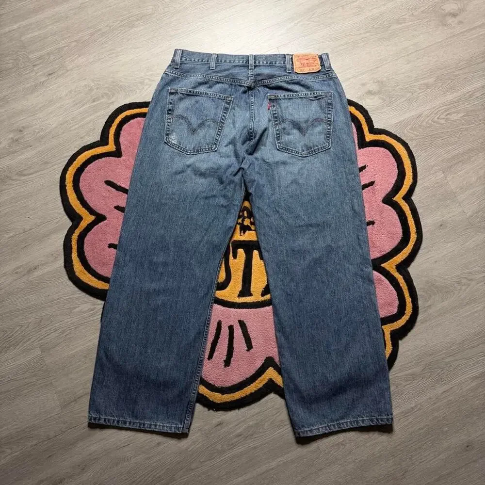 Vintage Y2K Levi’s 569 Loose Straight Distressed Denim Jeans Size 38x32 Blue